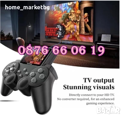 Безжична ретро конзола с 520 игри, с дипслей и втори джойстик, телевизионна игра, снимка 4 - Други игри и конзоли - 48351535