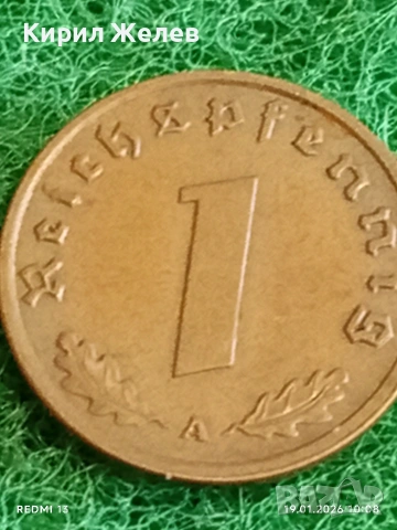 Две монети 1 райхсфенинг 1938г. Трети Райх Германия с свастика 53332, снимка 5 - Нумизматика и бонистика - 53147587