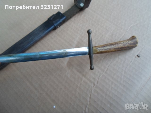 Рядък старинен,винтидж нож,щик.кортик,рогова дръжка,с кания, снимка 4 - Ножове - 34914630