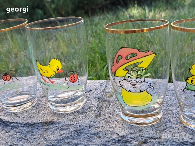 стари стъклени детски чаши със златен кант , снимка 6 - Други ценни предмети - 51306543