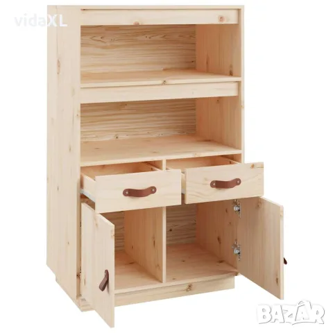 vidaXL Висок шкаф, 67x40x108,5 см, борово дърво масив, снимка 7 - Бюфети - 56147924