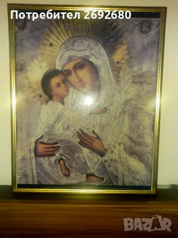 Икона "Владимирская" в рамка 42/34см, снимка 2 - Гоблени - 42021457