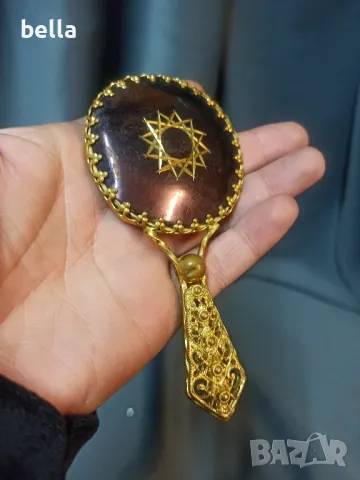 СТАРО ДАМСКО БРОНЗОВО АЖУРНО ОГЛЕДАЛО, снимка 4 - Други ценни предмети - 47640639