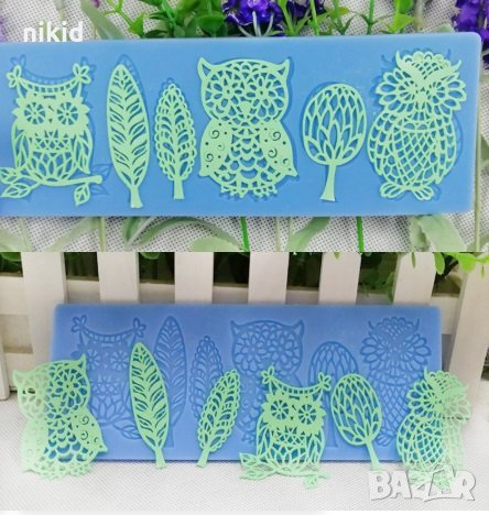 Бухал Сова Дърво дантелени дантела силиконов молд за захарно тесто фондан гъмпейст