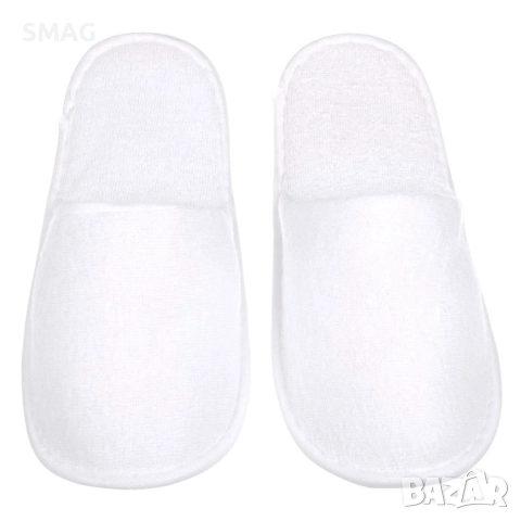 Дамски еднократни пантофи от хавлиена материя, бели_1183575, снимка 2 - Чехли - 52306050
