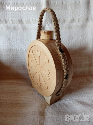 Дървена бъклица със стъклен контейнер 350мл., снимка 4 - Декорация за дома - 50482292