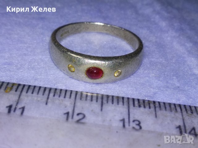 СКЪПОЦЕНЕН ВИНТИДЖ АРТ СРЕБЪРЕН СРЕБРО 925 HWH с ЮВЕЛИРНО ШЛИФОВАН РУБИН и 2 КАМЪКА ЖЪЛТ ТОПАЗ 40195, снимка 5 - Пръстени - 42646435