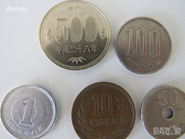 Япония - сет 1, 10, 50, 100, 500 йени - 5 монети, 608 m, снимка 2 - Нумизматика и бонистика - 19118379