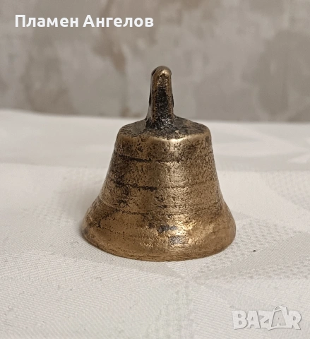 Стара бронзова/месингова камбанка, звънче, хлопка. , снимка 3 - Антикварни и старинни предмети - 53881193