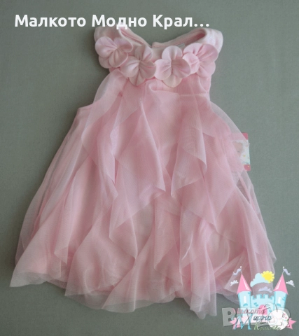 Рокля от памук и шифон с аксесоар за коса