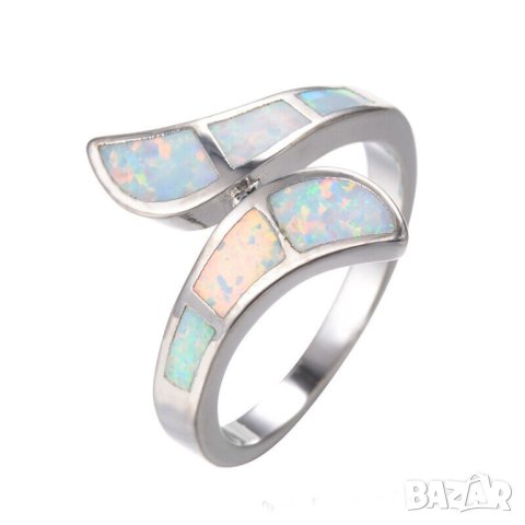 Пръстен с опали, посребрен