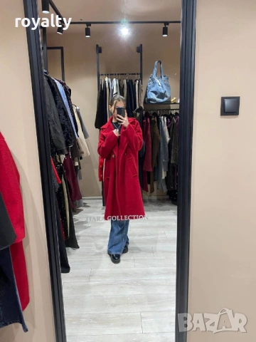 Червено Дамско Палто , снимка 2 - Палта, манта - 53283649