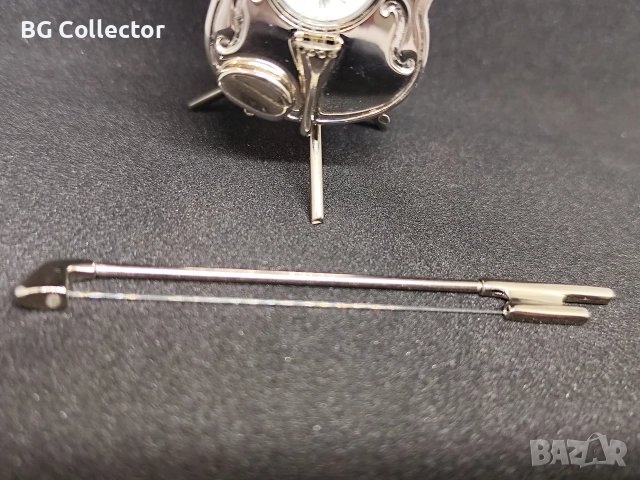 Миниатюрен часовник на акустична китара от сребърна сплав - 10см (В), снимка 4 - Антикварни и старинни предмети - 52714328