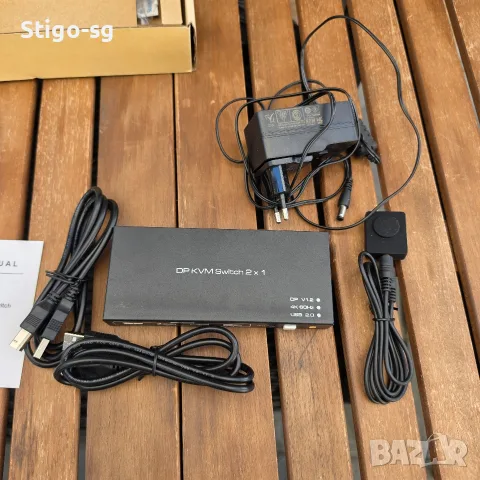 Чисто нов DisplayPort KVM Switch 2x1 (4K@60Hz, USB 2.0) + Бутон