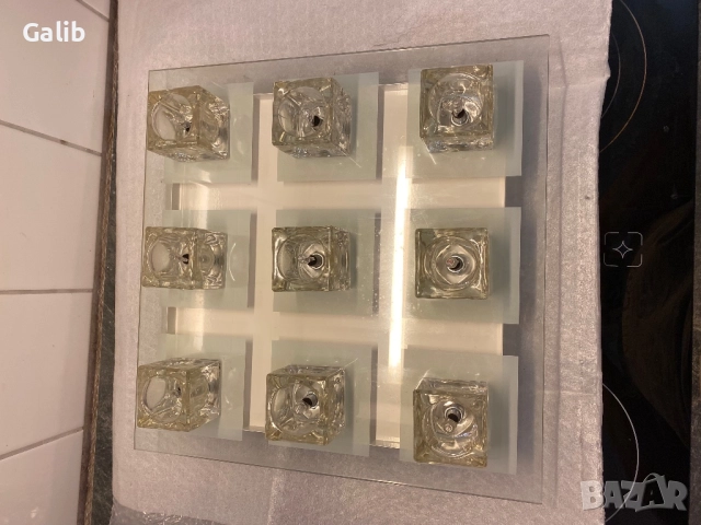 Таванна лампа LED 9 светлини, квадратна, стъклена Wofi 992010060000, снимка 2 - Лампи за таван - 52579347