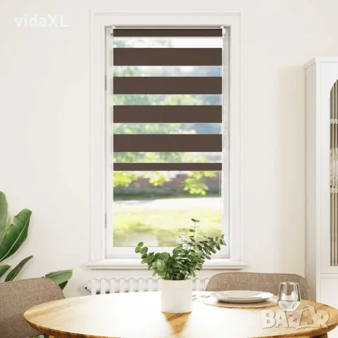 vidaXL Зебра щора 60,9x120 см Ширина на плата 56,7 см цвят кафе, снимка 2 - Щори - 56146371