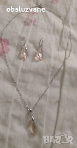 Сет висящи обеци и колие Лора, снимка 3 - Бижутерийни комплекти - 40513518
