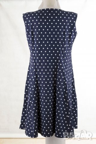 Тъмносиня рокля на бели точки марка Numoco - XL, снимка 3 - Рокли - 38435860