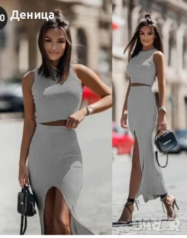 Атрактивен дамски сет в сиво размер М/Л