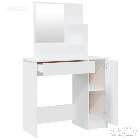 vidaXL Тоалетка с огледало, бяла, 86,5x35x136 см, снимка 7 - Тоалетки - 56147809