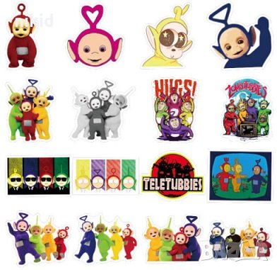 50 бр teletubbies Телетъбис Телетабис самозалепващи лепенки стикери за украса картонена торта, снимка 2 - Други - 31433096
