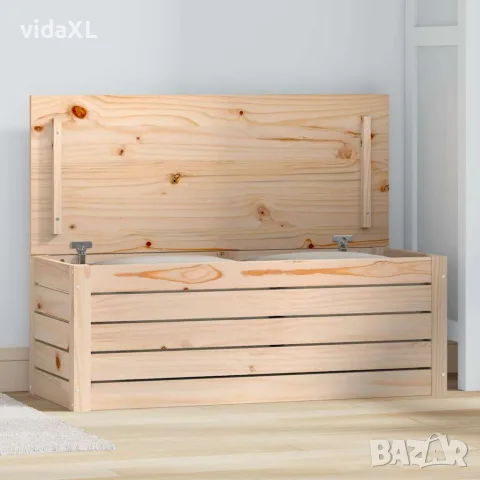 vidaXL Кутия за съхранение, 89x36,5x33 см, борово дърво масив, снимка 2 - Скринове - 56147937