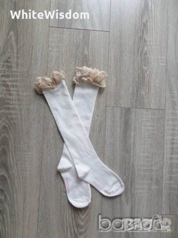 Бели детски дълги чорапки, снимка 2 - Чорапи - 37714958