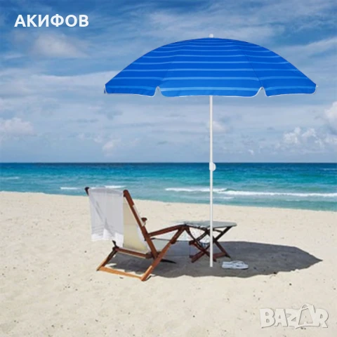 Плажен чадър Muhler U5016 – 130x180 см, с метална конструкция и устойчив TNT плат, снимка 3 - Градински мебели, декорация  - 50600559