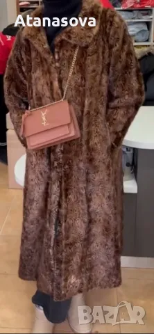 Продавам кожено макси палто с естествен къс косъм, снимка 2 - Палта, манта - 48163542