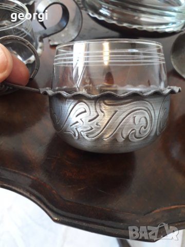 Немска купа за пунш с метален обков и шест чаши, снимка 4 - Сервизи - 31761872