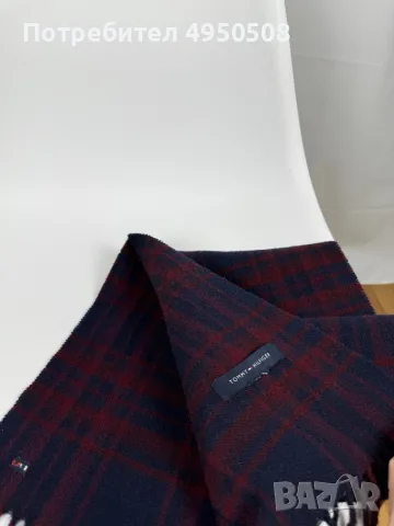 Шал с принт „Plaid“ от Tommy Hilfiger, от вълна, снимка 5 - Шалове - 56120710