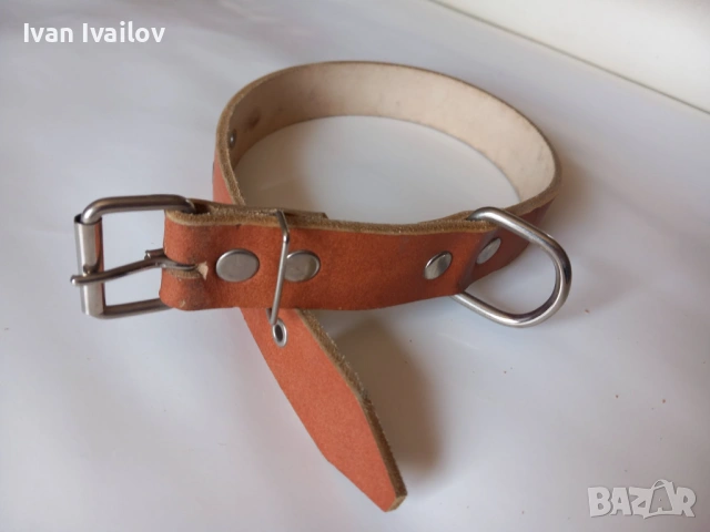 Натурален кожен нашийник (Керемида) – ширина 3 см / дължина 60 см, снимка 2 - За кучета - 54144754