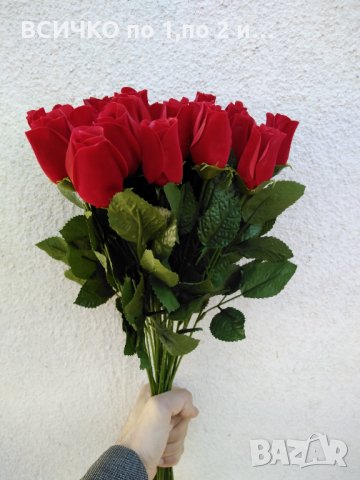 Изкуствени цветя-рози червени плюш, снимка 6 - Изкуствени цветя - 32013481