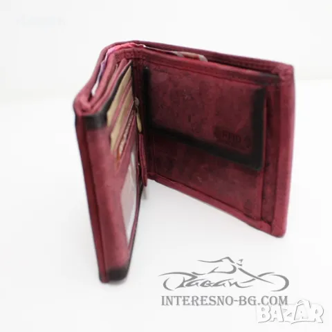 Рокерски портфейл от естествена кожа SKULL (red), снимка 2 - Портфейли, портмонета - 47709684