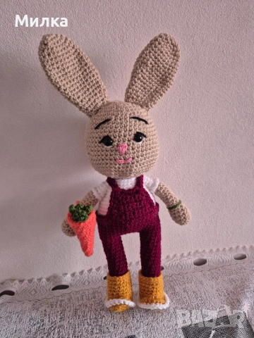 Дългоух заек с морков, снимка 3 - Плюшени играчки - 53398673