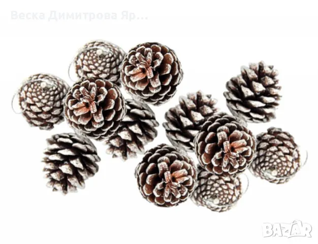 Комплект от 6 или 12 броя коледни шишарки, снимка 10 - Декорация за дома - 47943358