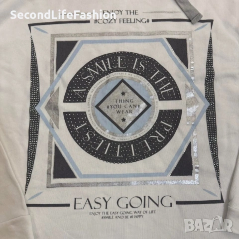 Дамски суитшърт Rick Cadrona Inspiration, памучен, размер L-XL, екрю, снимка 4 - Суичъри - 53102009