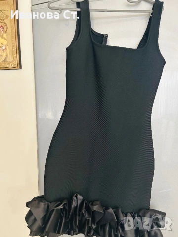 Черна бандажна рокля, снимка 2 - Рокли - 54130283