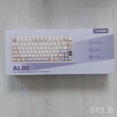 ЧИСТО НОВА YUNZII AL80 – Висок клас 75% Алуминиева Механична Клавиатура (Wireless/Bluetooth/LCD), снимка 8 - Клавиатури и мишки - 54101412
