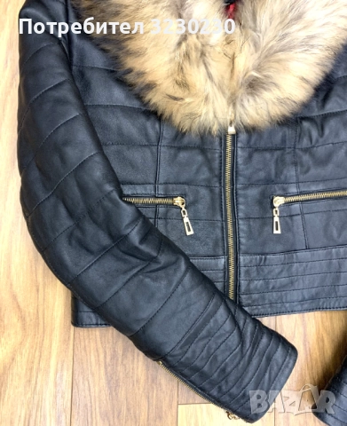 Дамско кожено яке с качулка с косъм от лисица, снимка 6 - Якета - 52413349