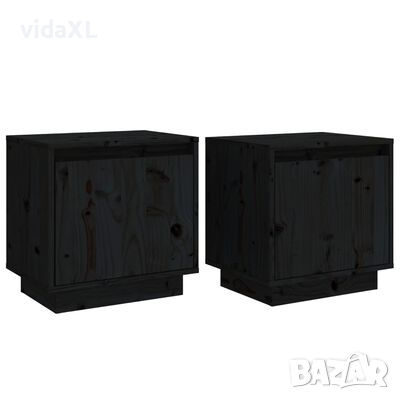 vidaXL Нощни шкафчета, 2 бр, черни, 40x30x40 см, борово дърво масив(SKU:813314, снимка 1