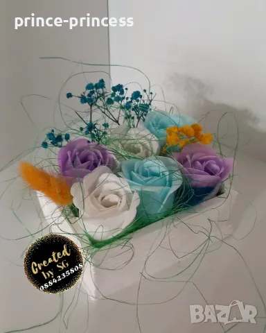 Букет цветя от сапун , мече от сапун, снимка 2 - Ръчно изработени сувенири - 48653647