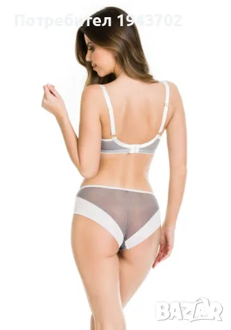 Бикини с тюл в бял и сив цвят IDA 19158, снимка 3 - Бельо - 48314686