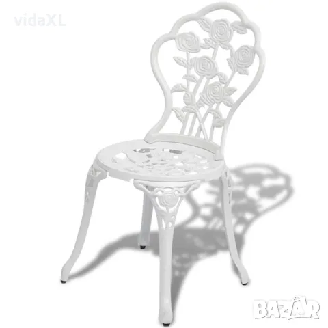 vidaXL Бистро комплект, 3 части, лят алуминий, бял, снимка 4 - Градински мебели, декорация  - 56147536