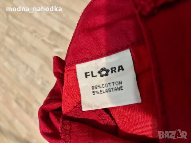 Червен дамски панталон Flora, размер M, снимка 5 - Панталони - 35162896
