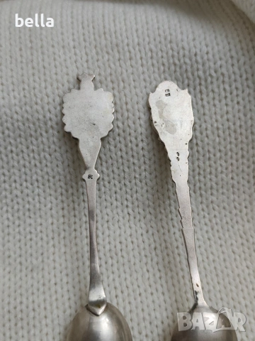 2 Сребърни стари лъжички с емайл ,др, снимка 6 - Антикварни и старинни предмети - 53148350