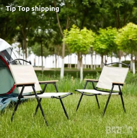Сгъваем къмпинг стол с дървени подлакътници NS 3918/NS 3919, снимка 1