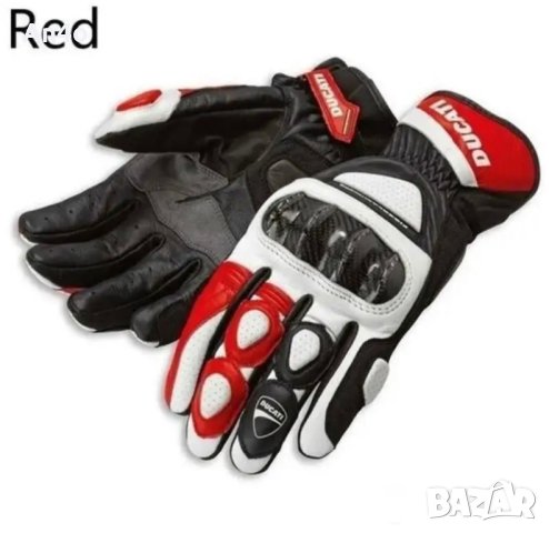 Нови! Мъжки/Дамски 4 сезонни кожени мото ръкавици за мотор от телешка кожа с протектори Ducati Дукат