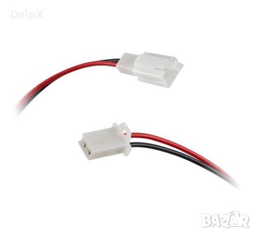 Захранващ кабел с контра, комплект мъжки+женски 2pin 0,3m, снимка 1