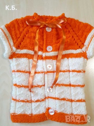 Бебешко елече - ръчно плетиво р-р 62 , снимка 1 - Бебешки якета и елеци - 30377467